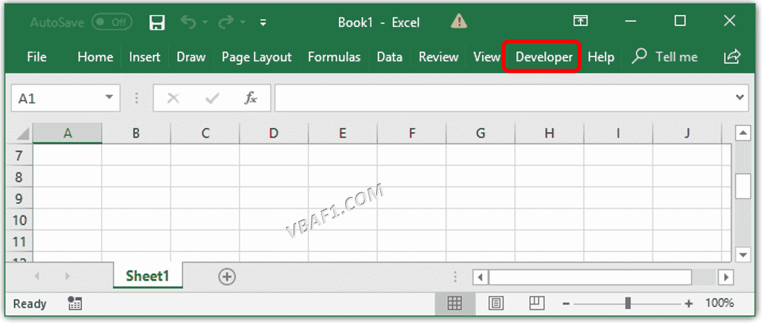 Excel VBA Developer Tab