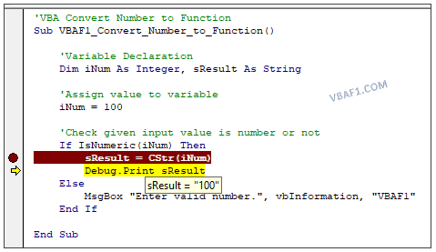 VBA Convert Number To String