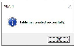 Create Static Table in Excel VBA