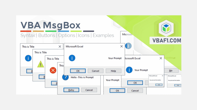 VBA MsgBox | Syntax & Examples | VBAF1.COM